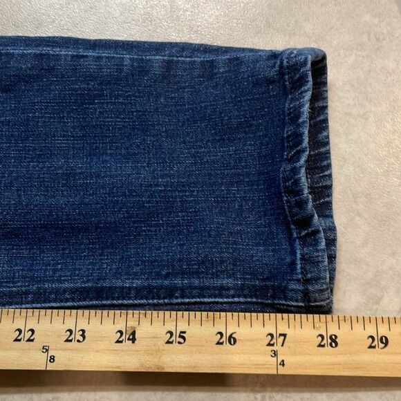 Democracy Womens Distressed “Ab” Solution Dark Wash Straight Leg Jeans Sz 4 - Picture 8 of 9